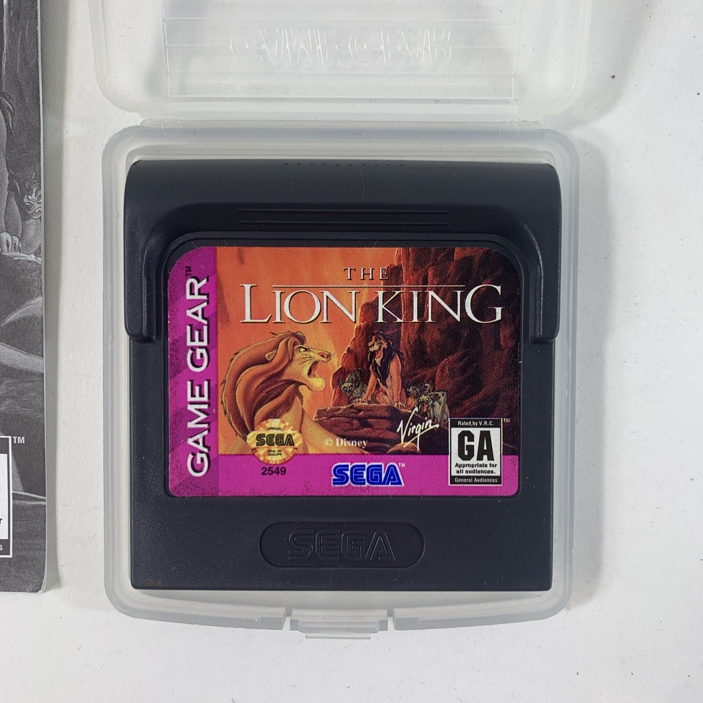 The Lion King (Sega Game Gear, 1995) Game Cartridge and Manual
