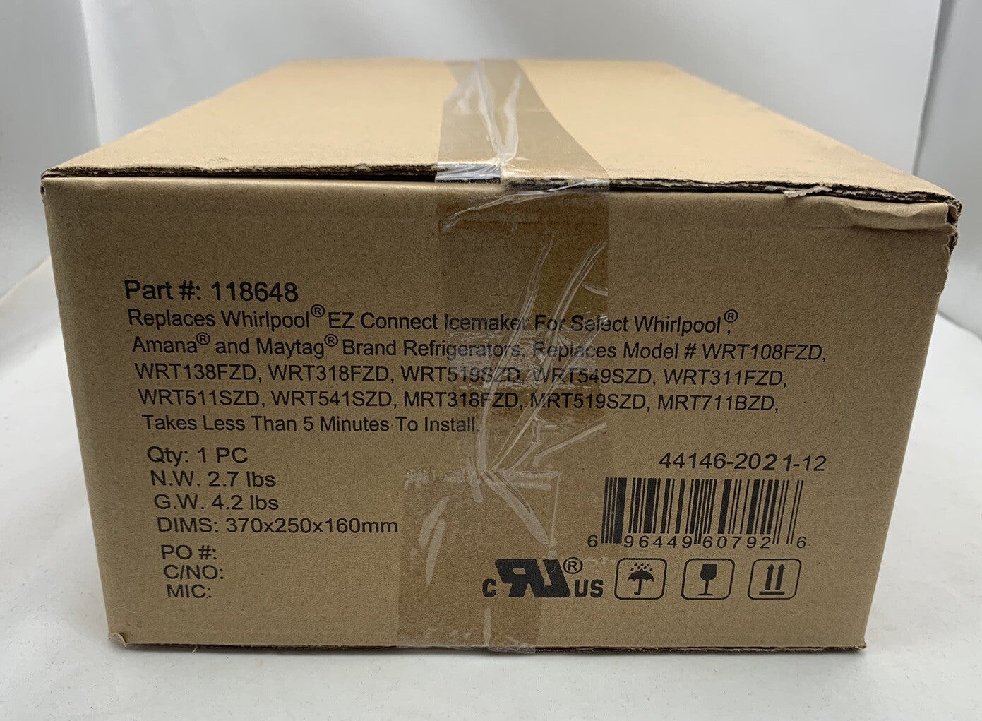 Replacement Ice Maker Kit Replaces Whirlpool EZ Connect Ice Maker Part#: 118648