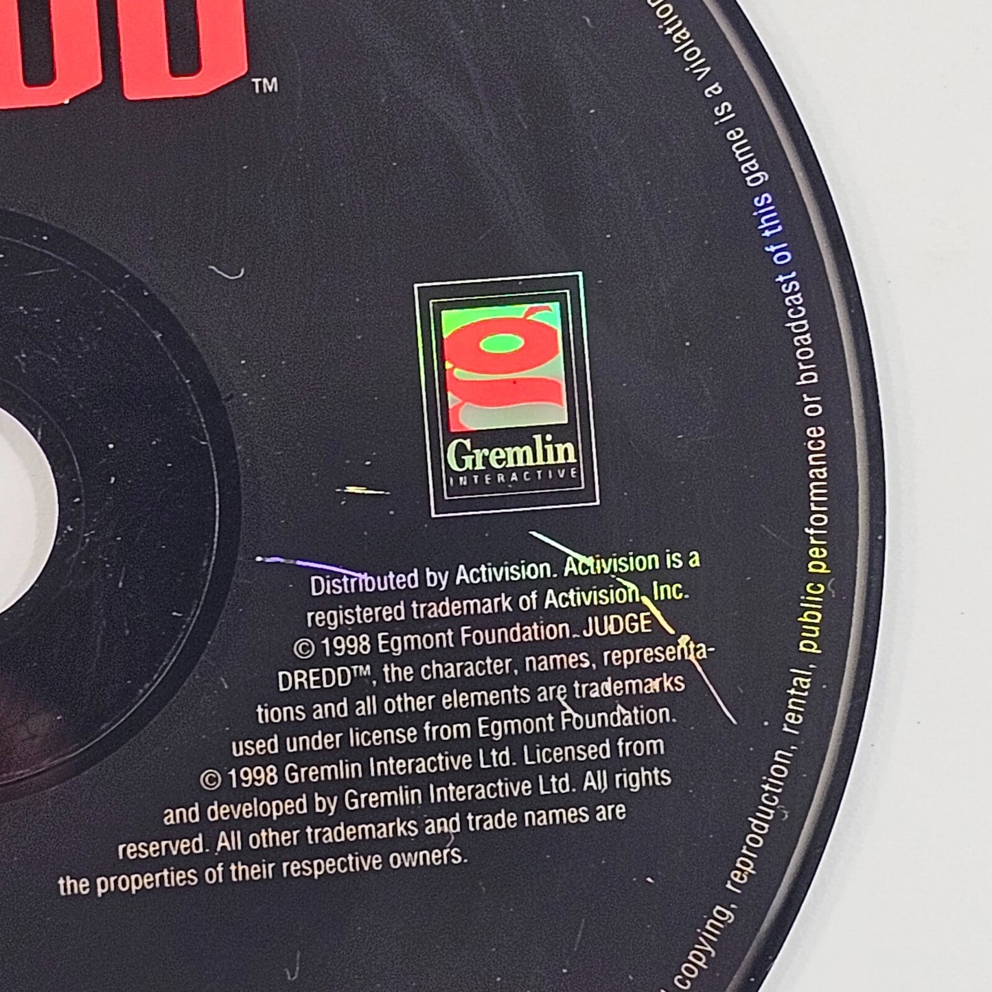 Judge Dredd (Sony PlayStation 1, 1998) Game Disc - Tested and Working