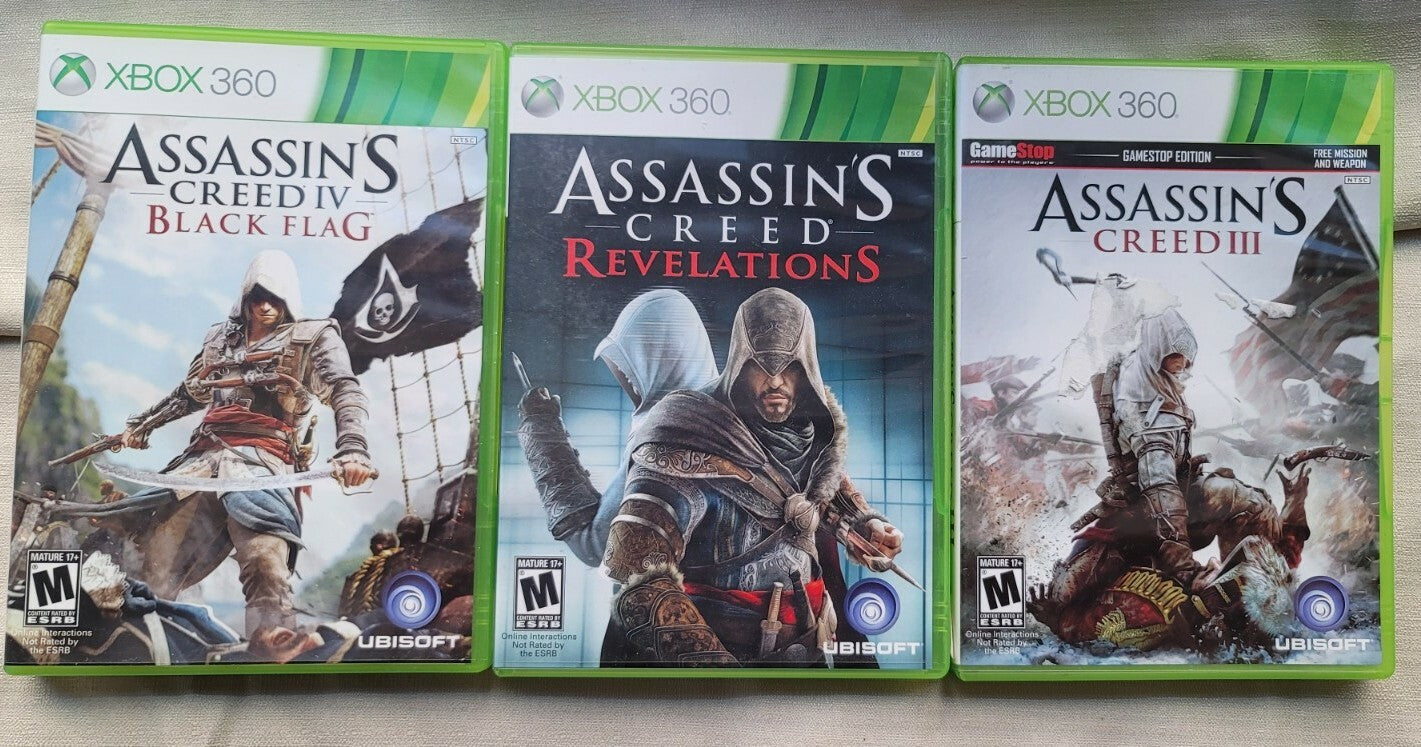Assassins Creed III Collection Lot Xbox 360 and Black Flag Revelations XB360