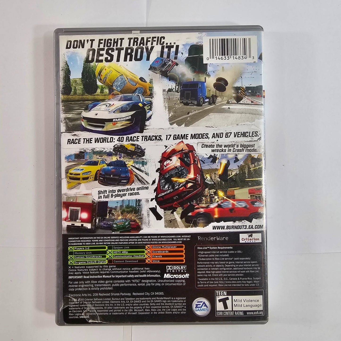Burnout 3: Takedown (Microsoft Xbox, 2004) Game Case Manual Insert - Tested