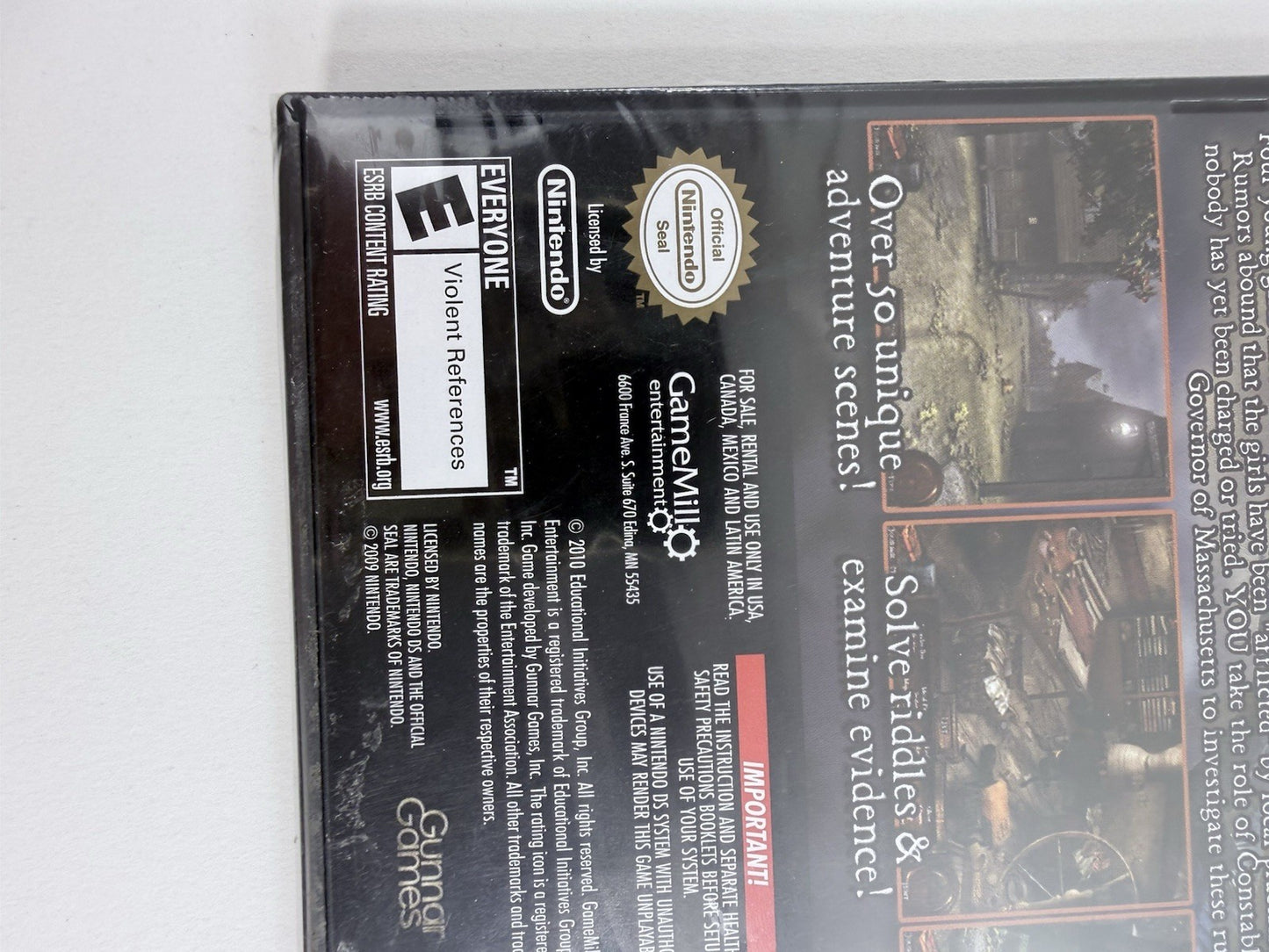 Hidden Mysteries: Salem Secrets - Witch Trials of 1692 (Nintendo DS, 2010) New