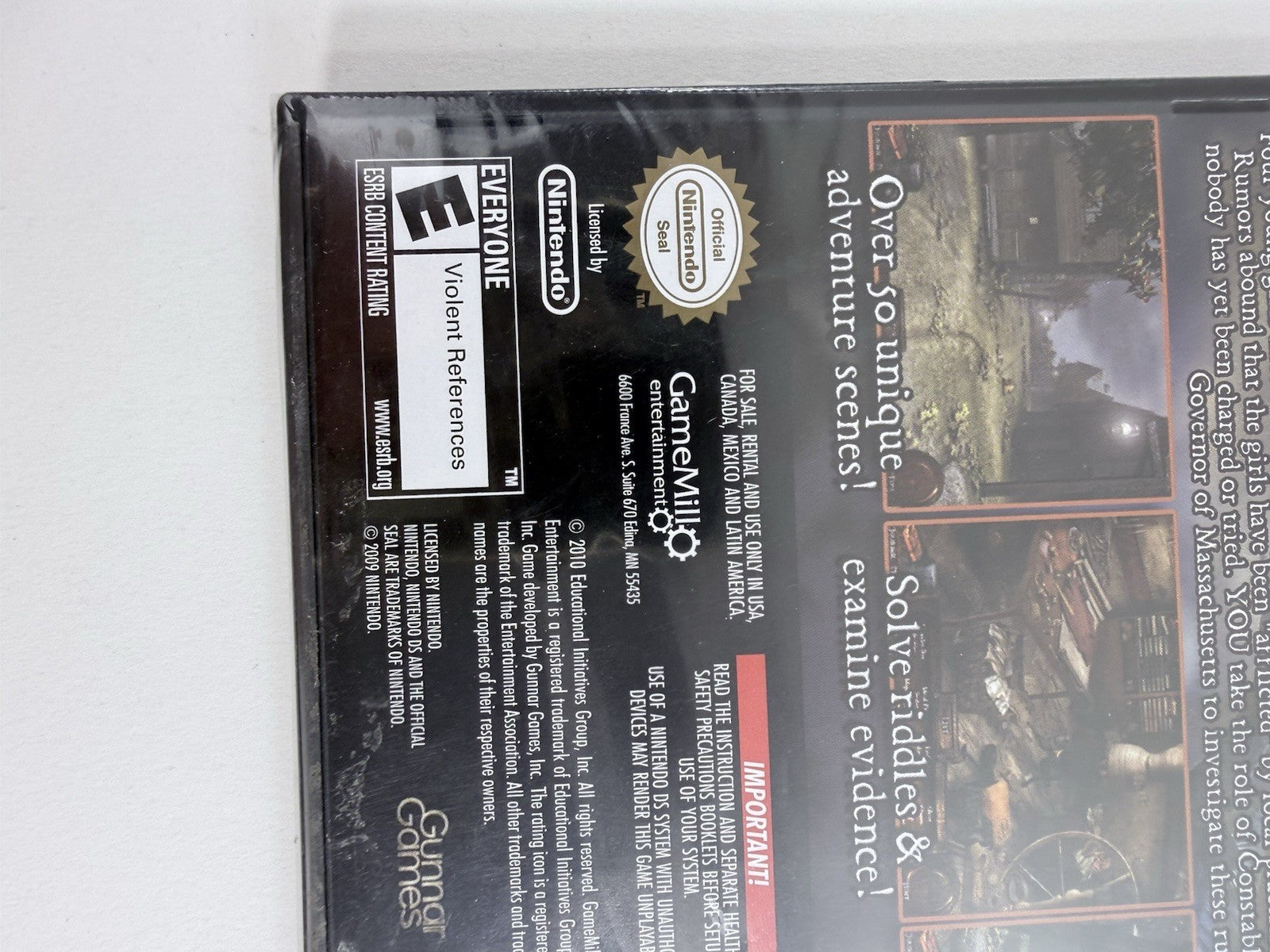 Hidden Mysteries: Salem Secrets - Witch Trials of 1692 (Nintendo DS, 2010) New