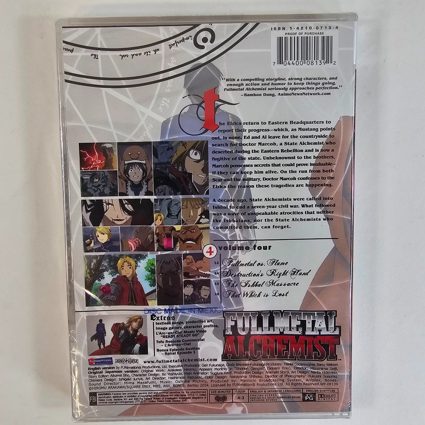 Fullmetal Alchemist - Vol. 4: The Fall of Ishbal (DVD, 2007, Viridian) NEW