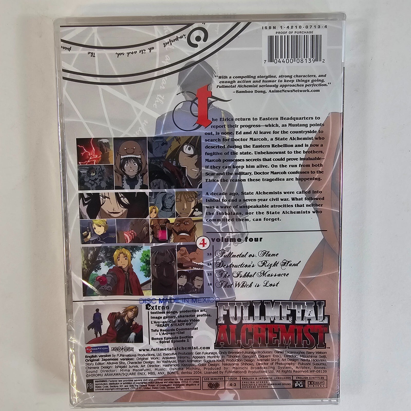 Fullmetal Alchemist - Vol. 4: The Fall of Ishbal (DVD, 2007, Viridian) NEW