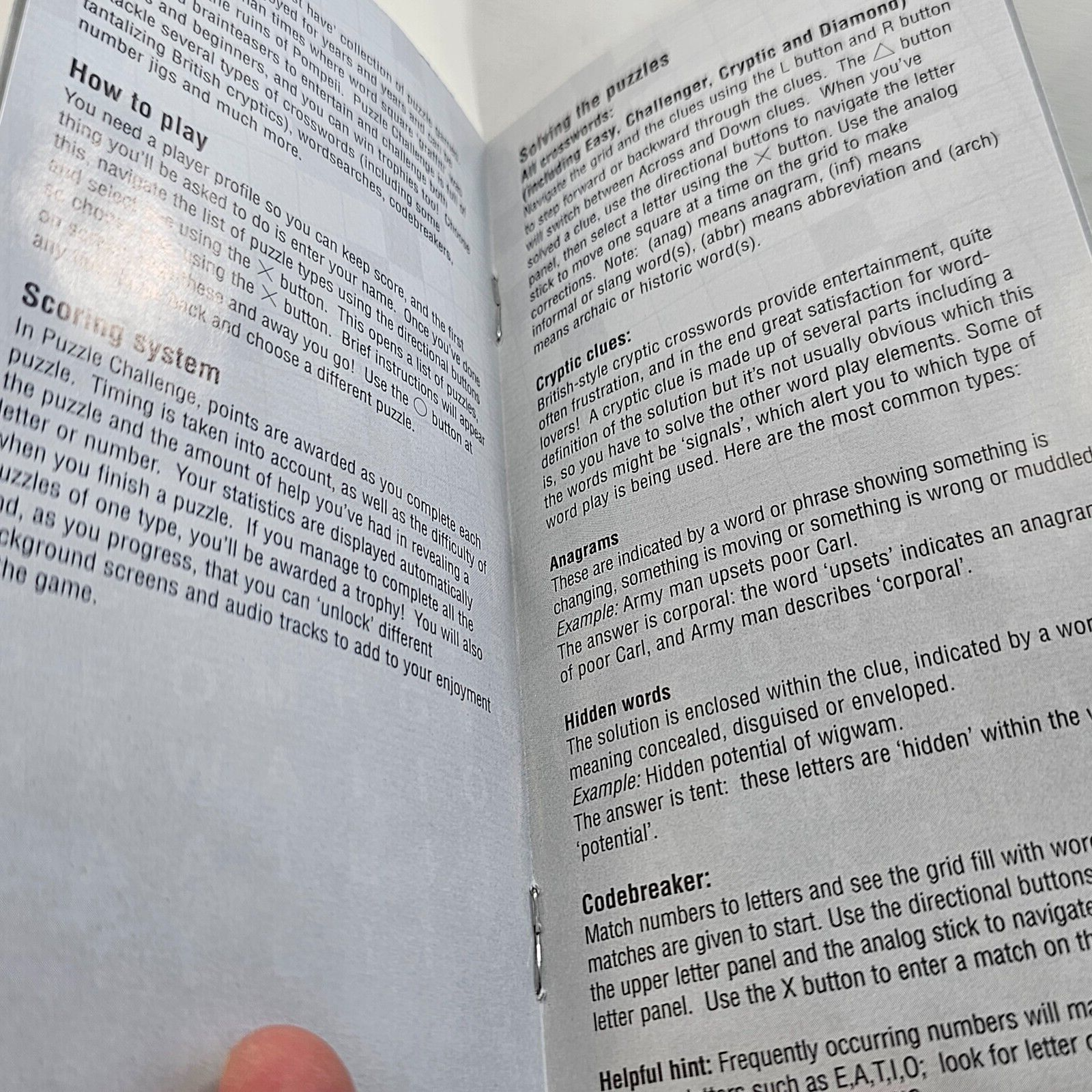 Puzzle Challenge: Crosswords and More (Sony PSP, 2006) Game Case Manual - Tested