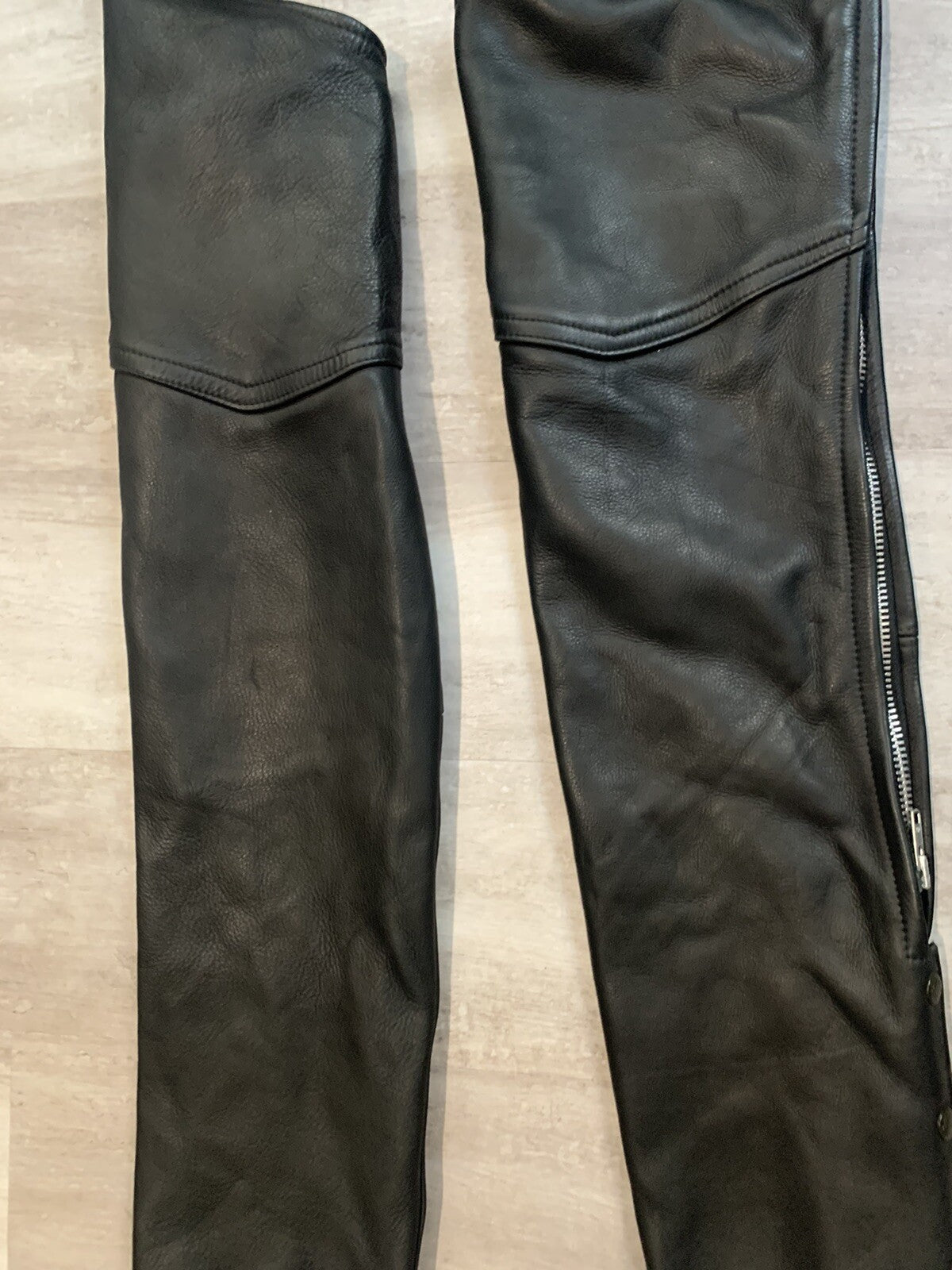 Genuine Leather Size Small Motorcycle Chaps - Made in USA - Unbranded