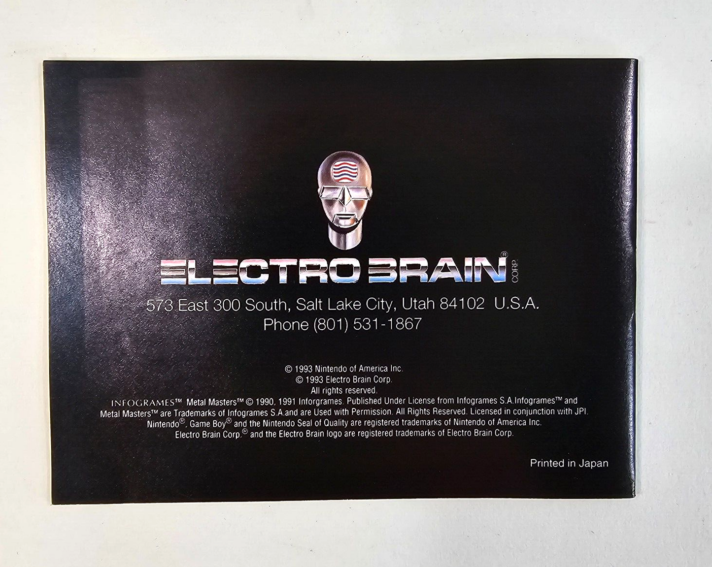 Metal Masters (Nintendo Game Boy, 1991) Game Box Manual Inserts Posters - Tested