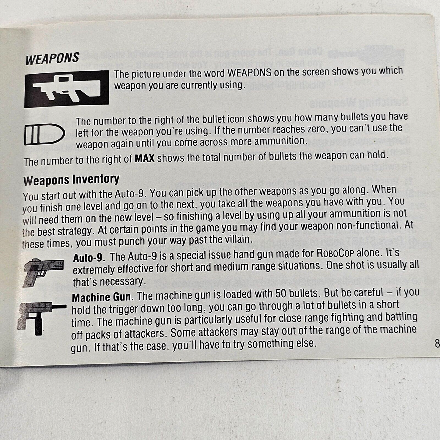 Robocop (Nintendo Entertainment System, 1988) Replacement Instruction Manual