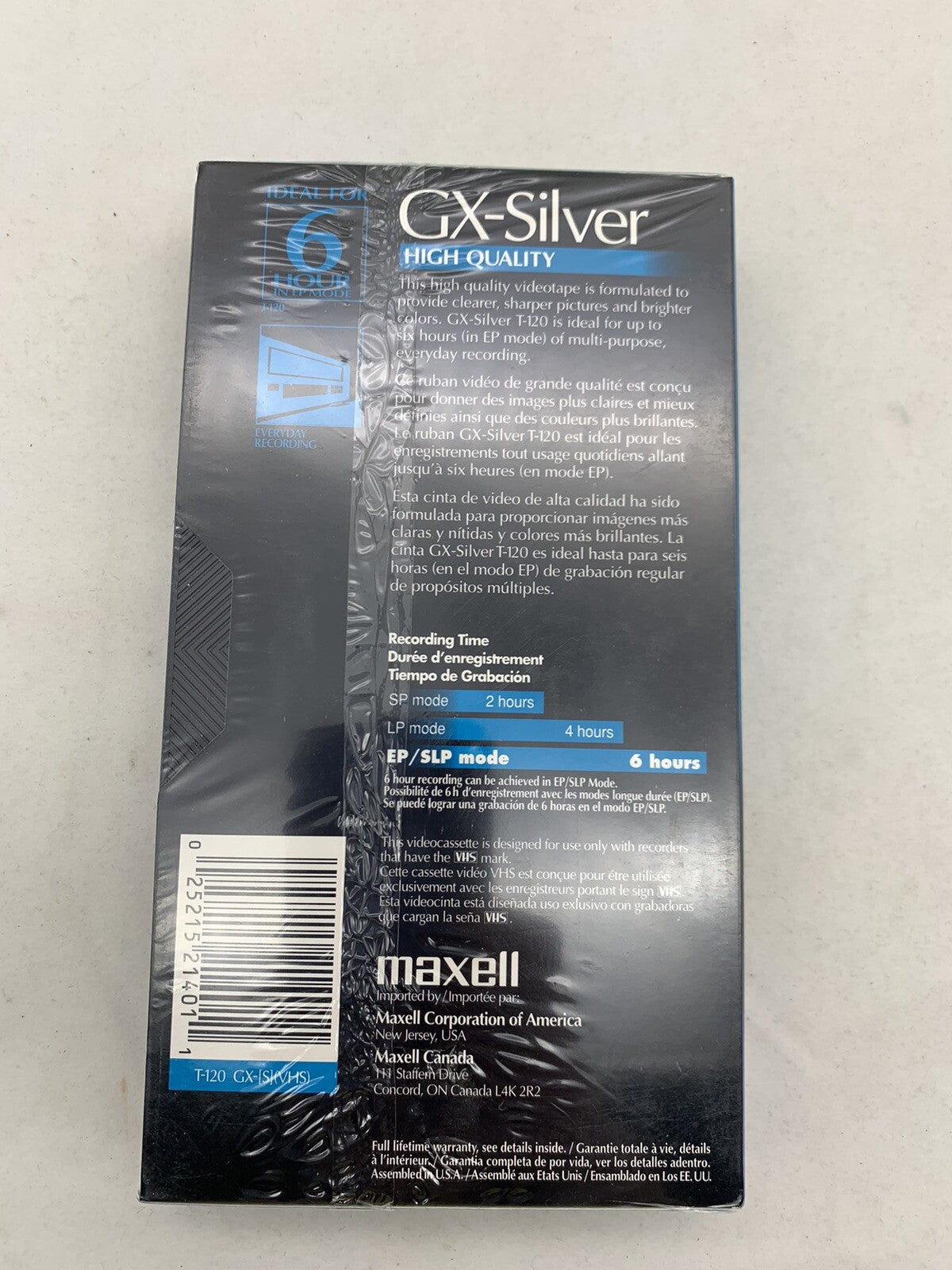 Maxwell GX-Silver 6 Hour T-120 VHS Tape - New, Factory Sealed