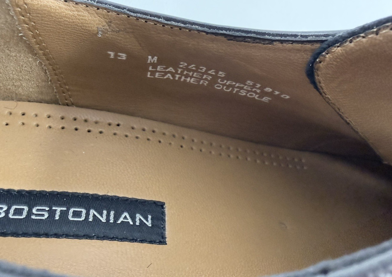 Bostonian Black Leather Men’s Oxford Shoes Size 13 D with Original Box