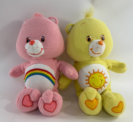 Care Bears 2005 13" Cheer Bear and Funshine Bear Plush Bundle