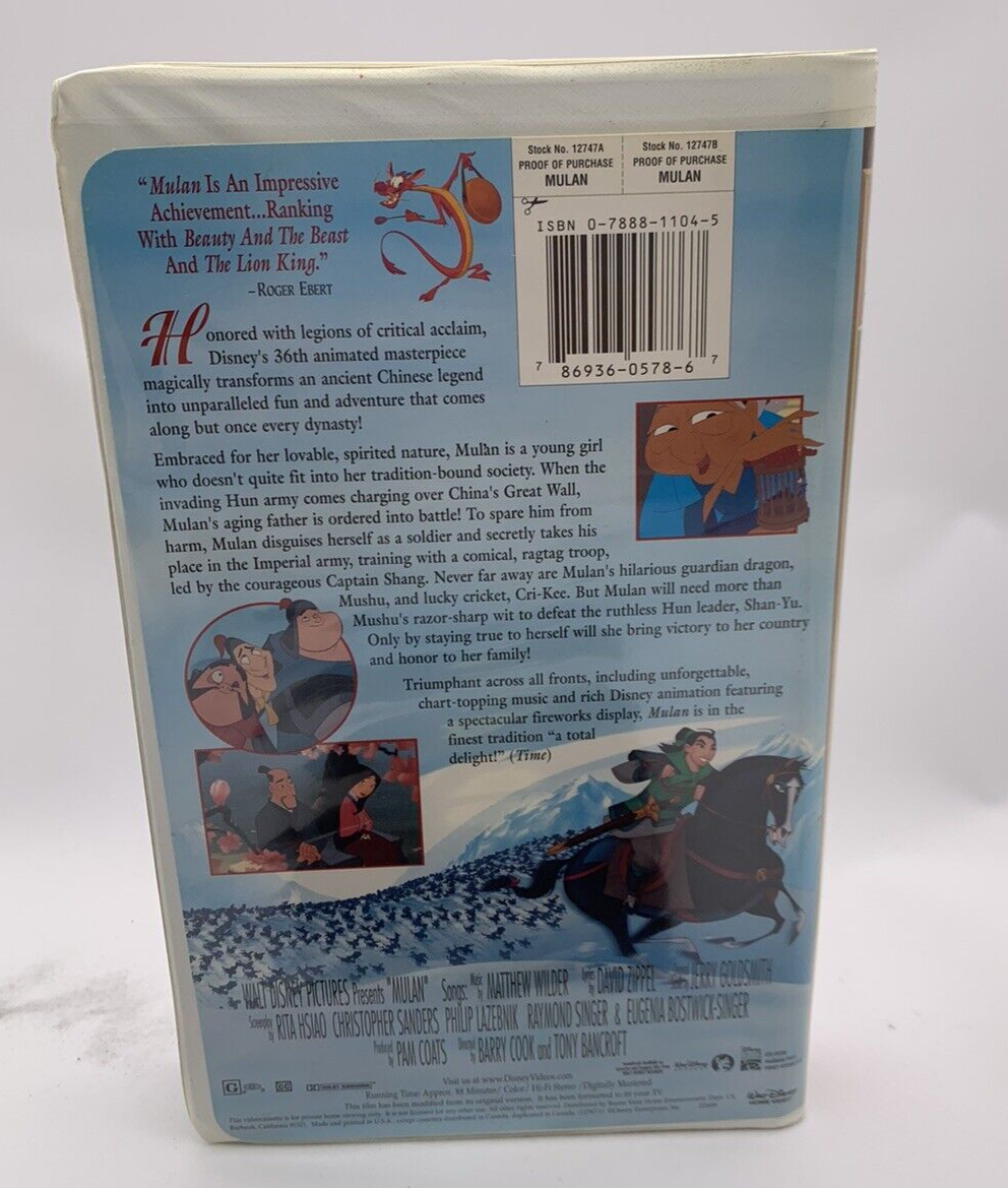 Mulan (Clamshell VHS, 1999) Tested and Working