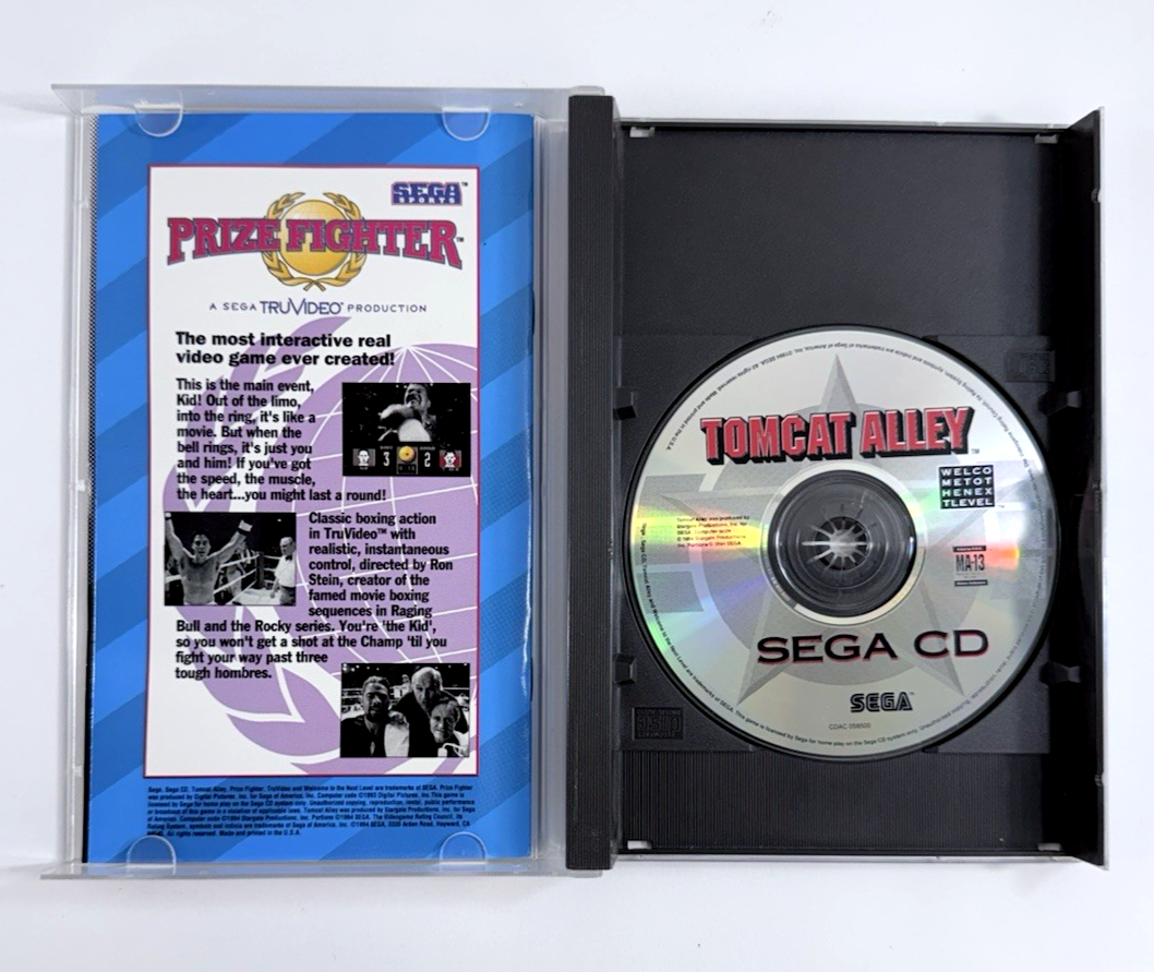 Tomcat Alley (Sega CD, 1994) Game Case Manual Registration Card - Tested