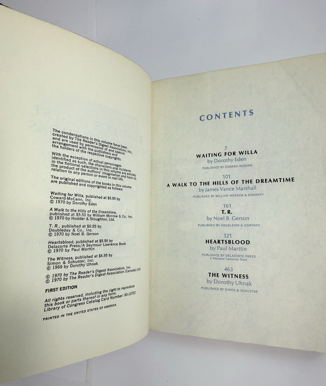 Readers Digest Condensed Books (First Edition Hardcover, 1970) Volume 1-4