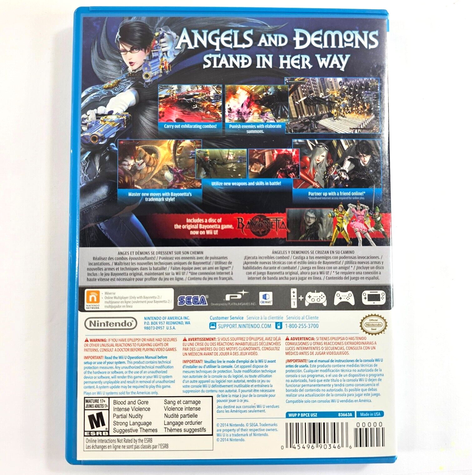 Bayonetta 2 (Nintendo Wii U, 2014) Game Discs, Case, Insert - Tested