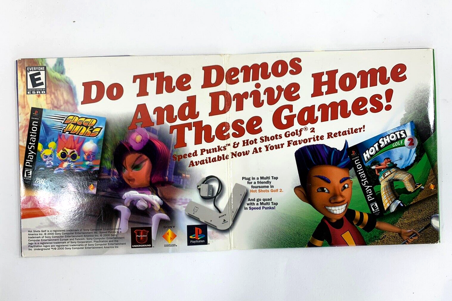 Hot Shots Golf 2 and Speed Punks (Sony PlayStation, 2000) Demo Discs & Sleeve