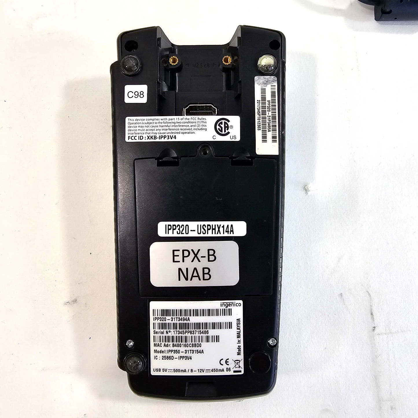 Ingenico iPP320 Payment Terminal with Power Supply and Connector Cable - Tested