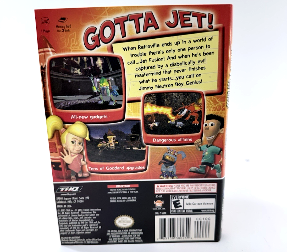 Jimmy Neutron: Boy Genius Jet Fusion GameCube Case, Manual and Insert Only