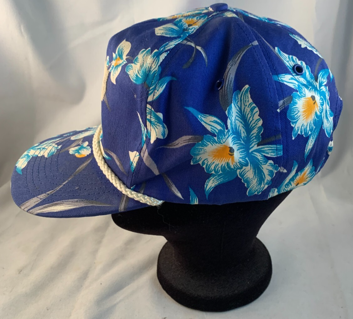 San Sun GE Tesco Lamps Blue Floral Snapback One Size Adjustable Hat