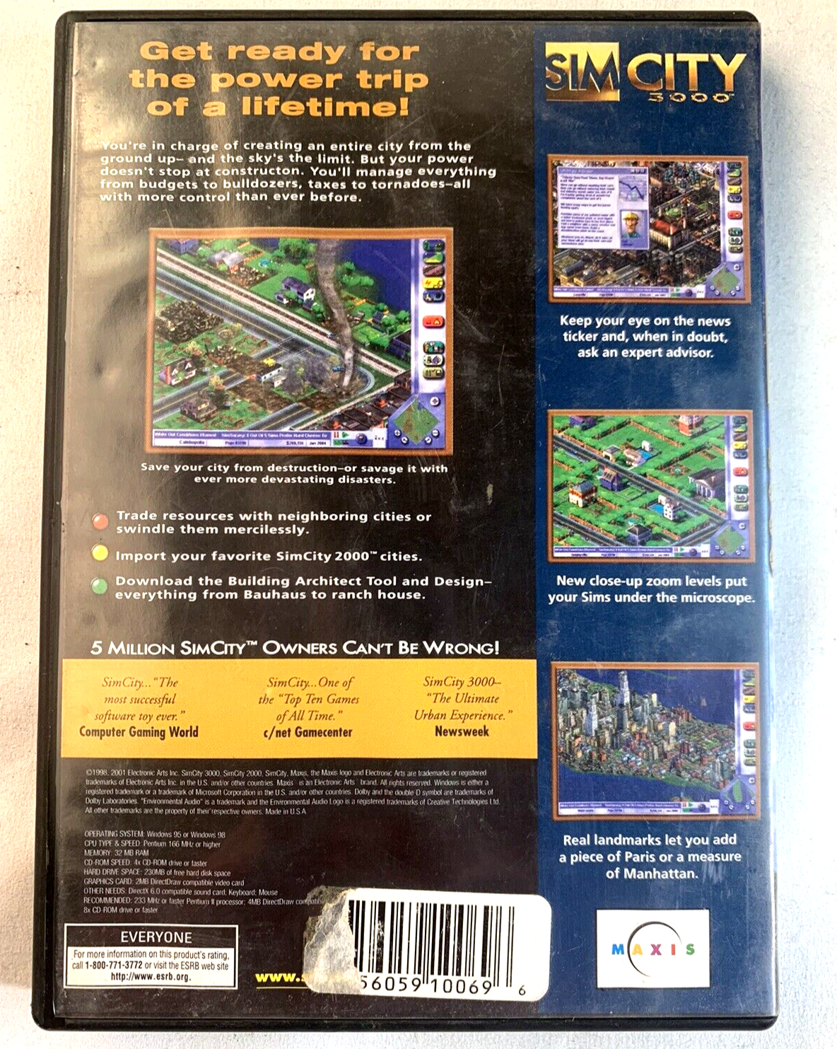 SimCity 3000 (PC, 1998) Game Case User Manual - Tested and Working