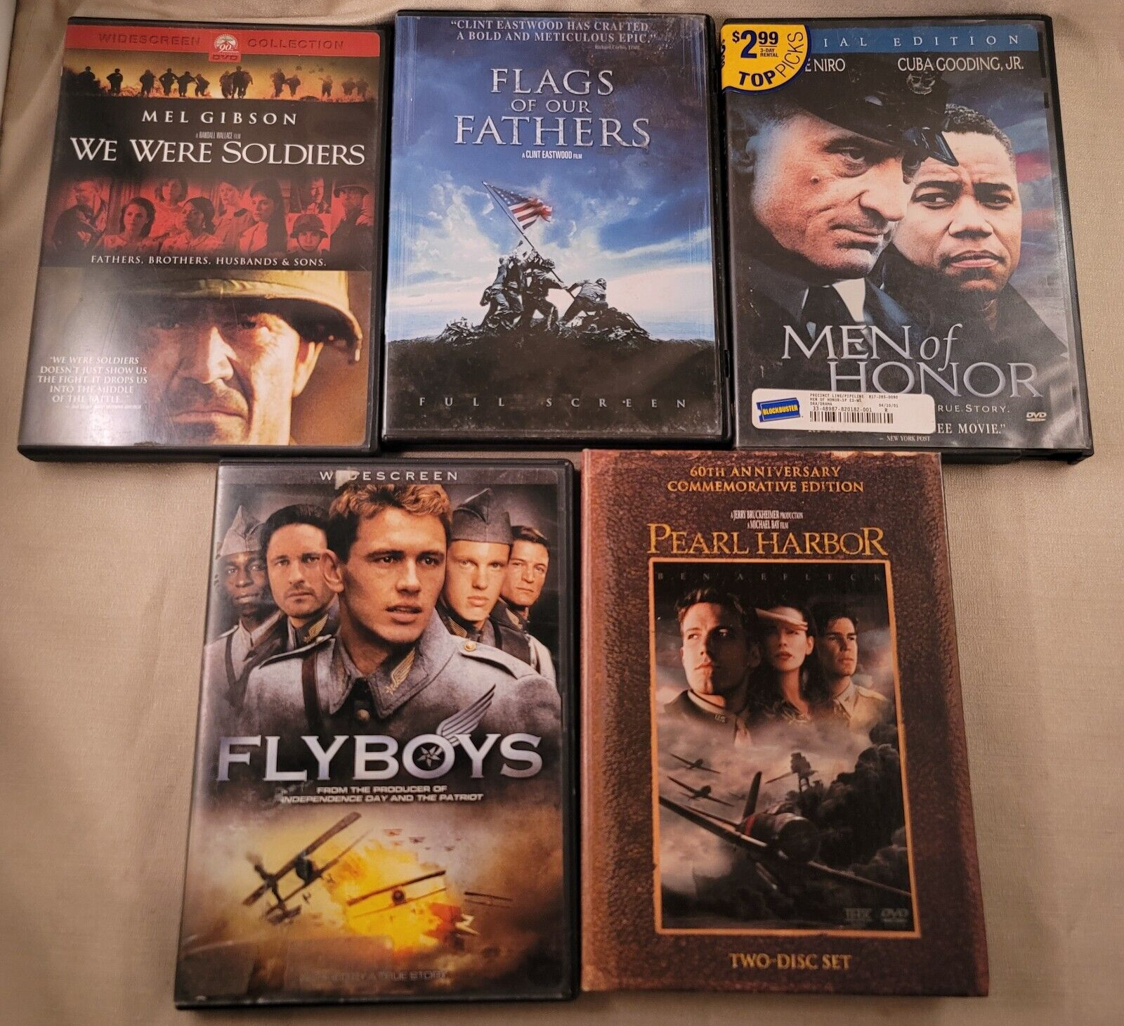 We Were Soldiers (WW2 DVD bundle) Flyboys, Pearl Harbor, Men of Honor, Flags of