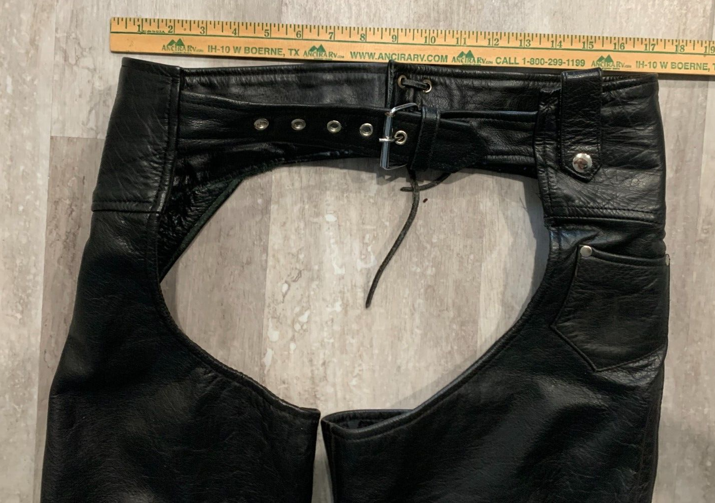 Biker’s Club Leather Chaps Motorcycle Riding Pants Black Biker Unisex XS