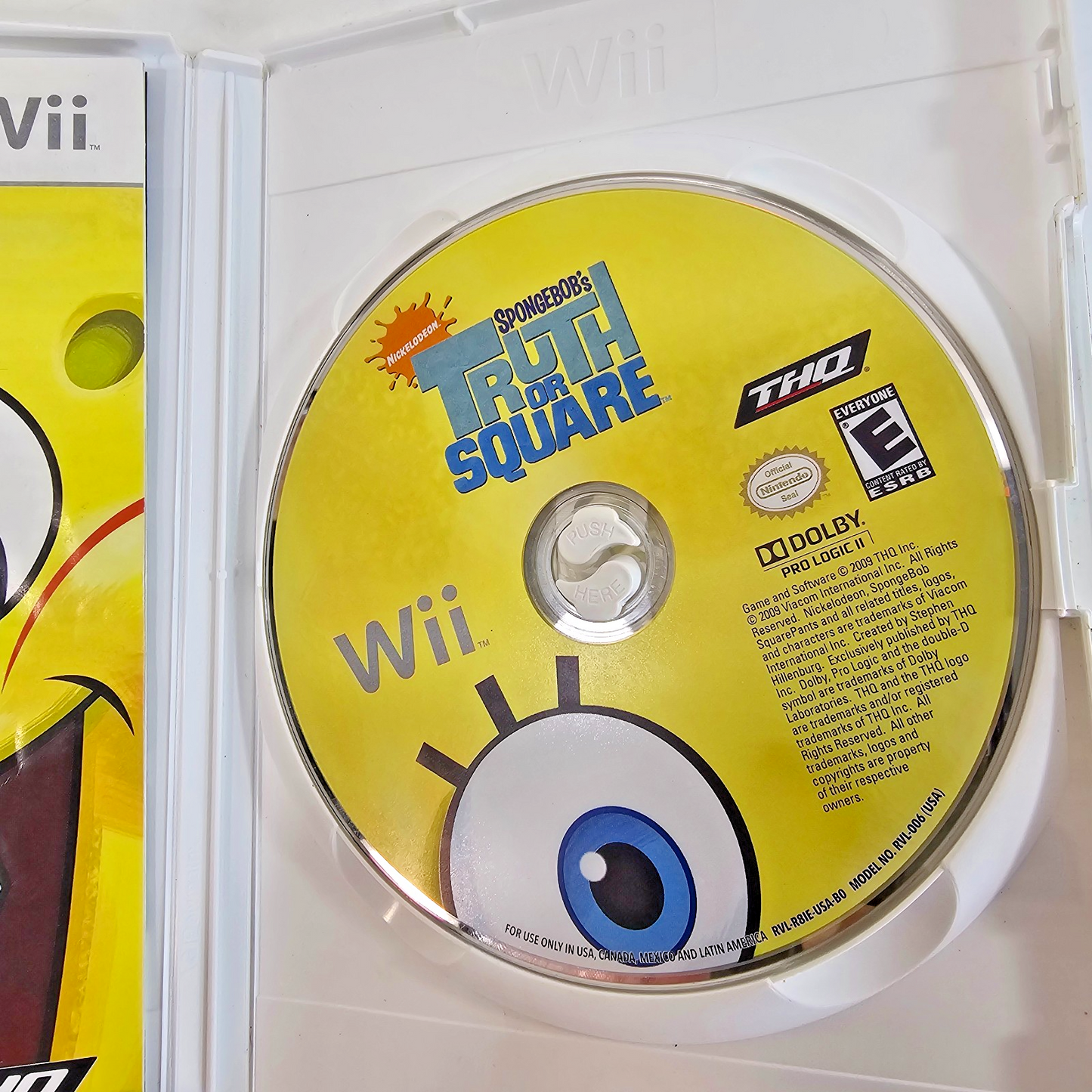 SpongeBob's Truth or Square (Nintendo Wii, 2009) Game Case Manual - Tested