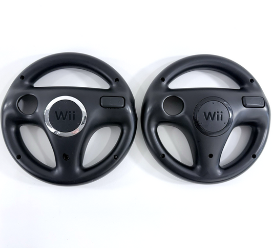 Nintendo Wii Black Steering Wheel Controller Attachment RVL-024 (Set of 2)