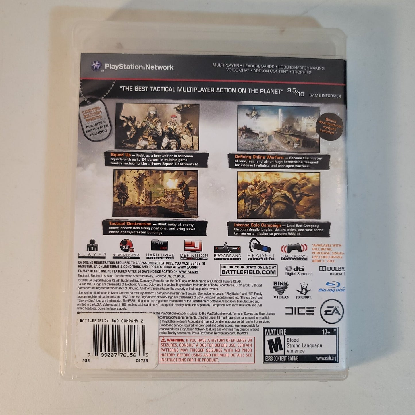 Battlefield: Bad Company 2 -- Limited Edition (Sony PlayStation 3, 2010) CIB