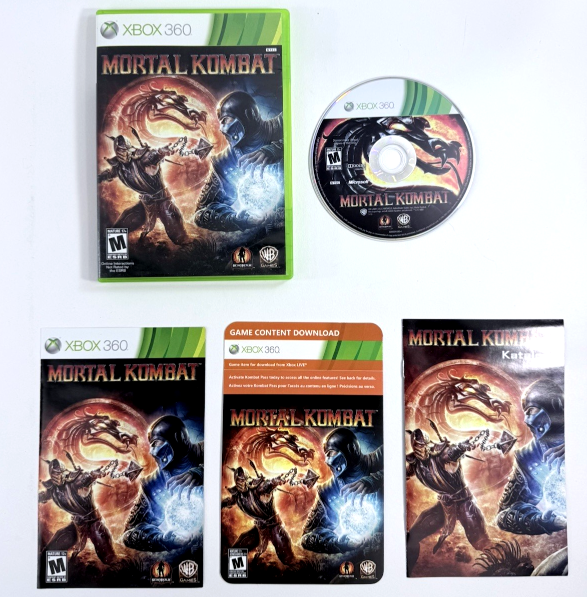 Mortal Kombat (Microsoft Xbox 360, 2010) Game Case Manual Inserts Code - Tested