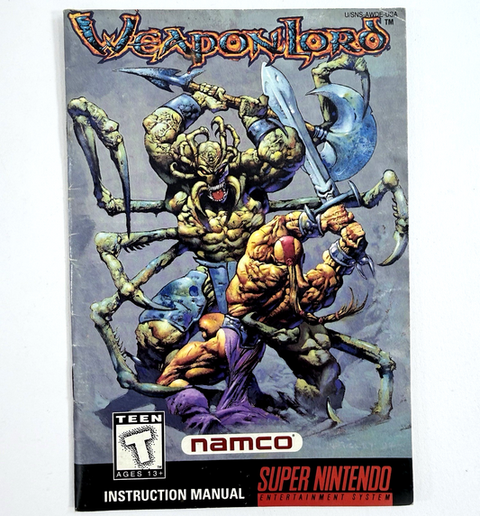 Namco 1995 Weaponlord Instruction Manual for Super Nintendo U/SNS-AWDE-USA