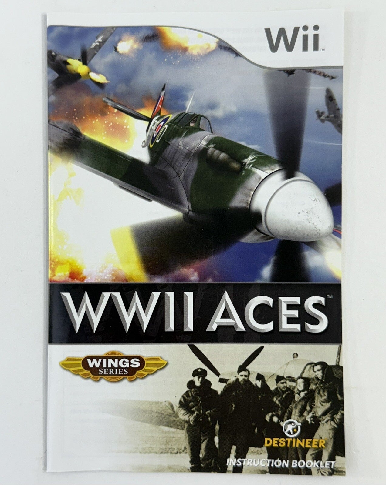 WWII Aces (Nintendo Wii, 2008) Game Case Manual - Tested and Working