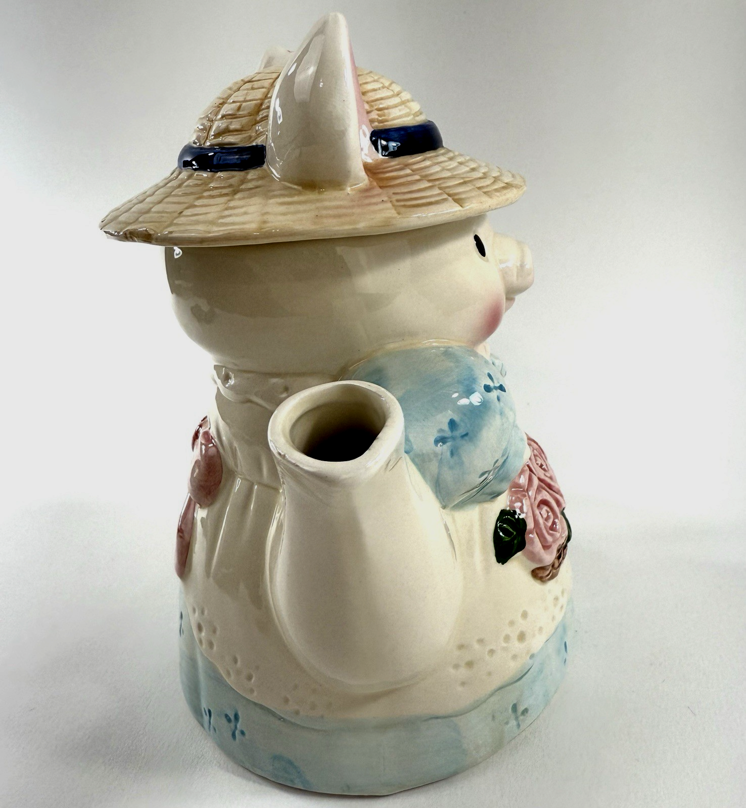 OCI Omnibus 1990s Miss Garden Pig Ceramic Decorative Teapot