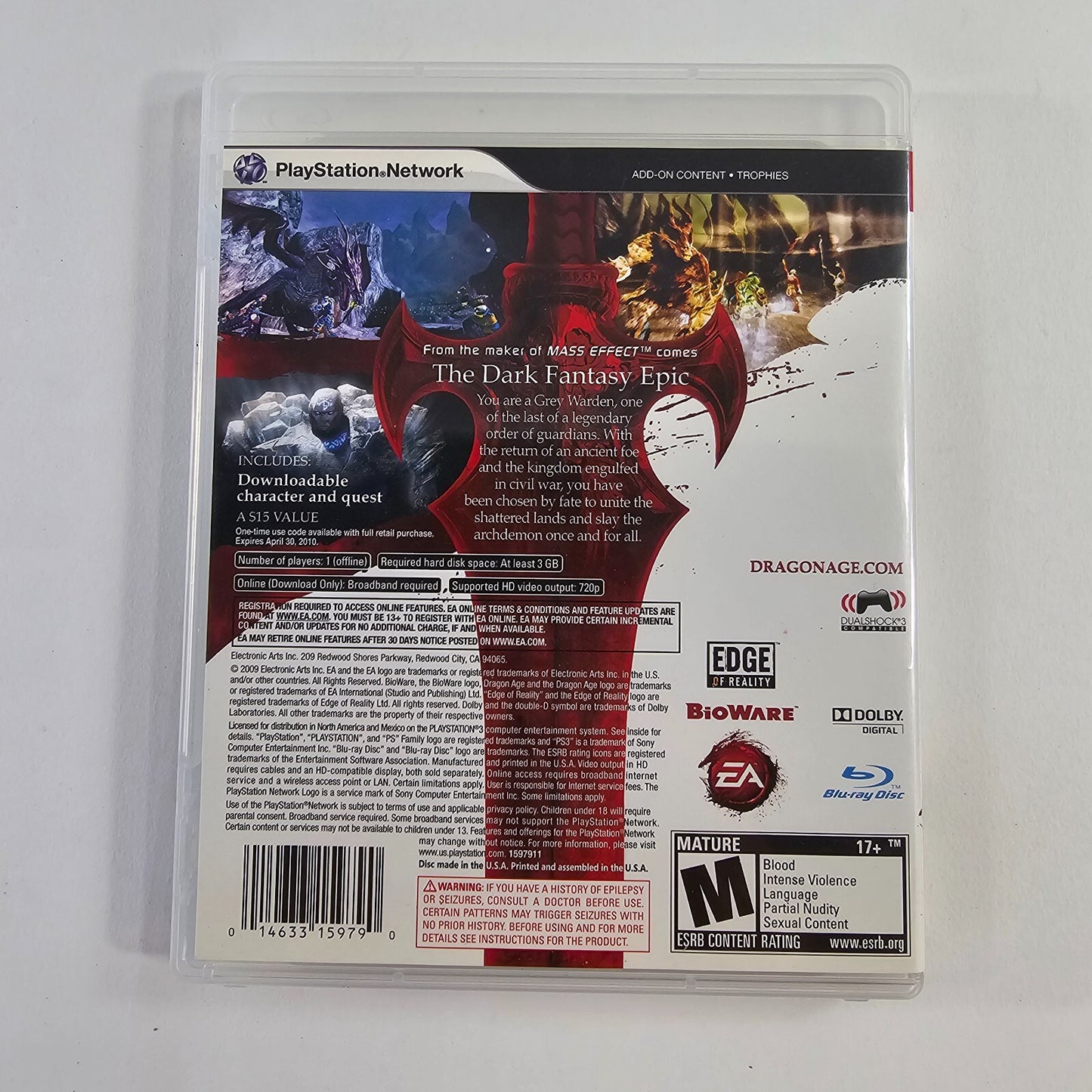 Dragon Age: Origins (Sony PlayStation 3, 2009) Game Case Manual - Tested