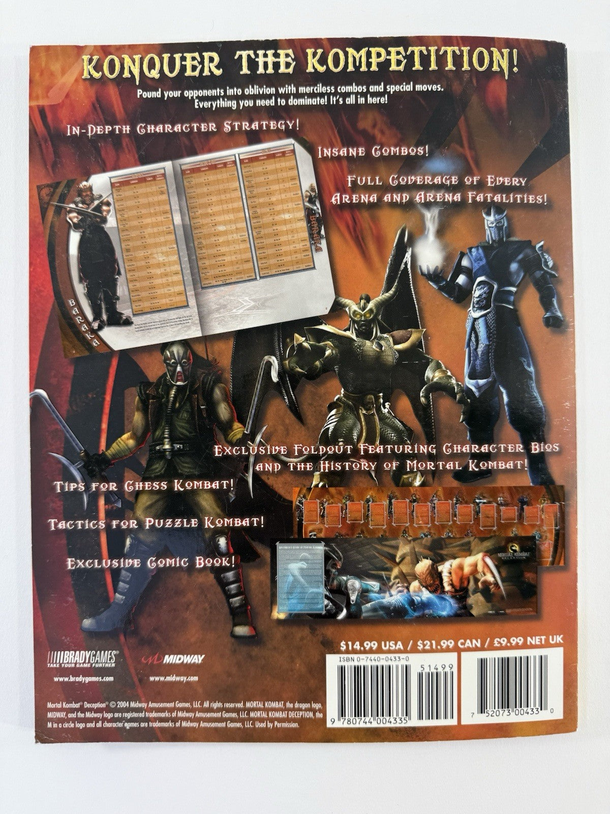 Mortal Kombat Deception Strategy Guide (Paperback, 2004) with Poster Brady Games