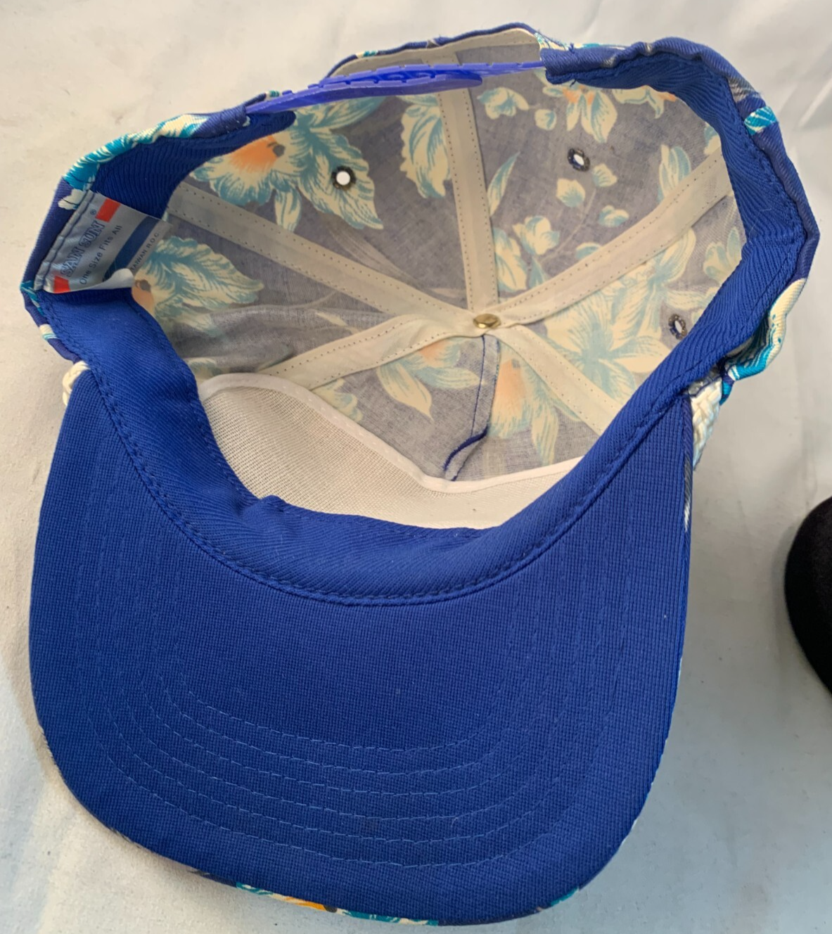 San Sun GE Tesco Lamps Blue Floral Snapback One Size Adjustable Hat