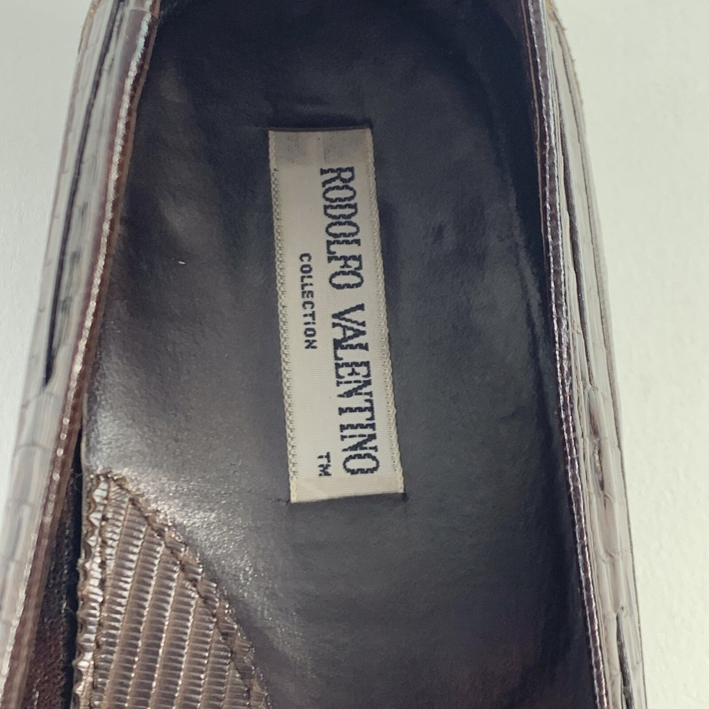 Rodolfo Valentino Size 9.5 Men's Genuine Alligator Leather Slip-On Derby Shoes