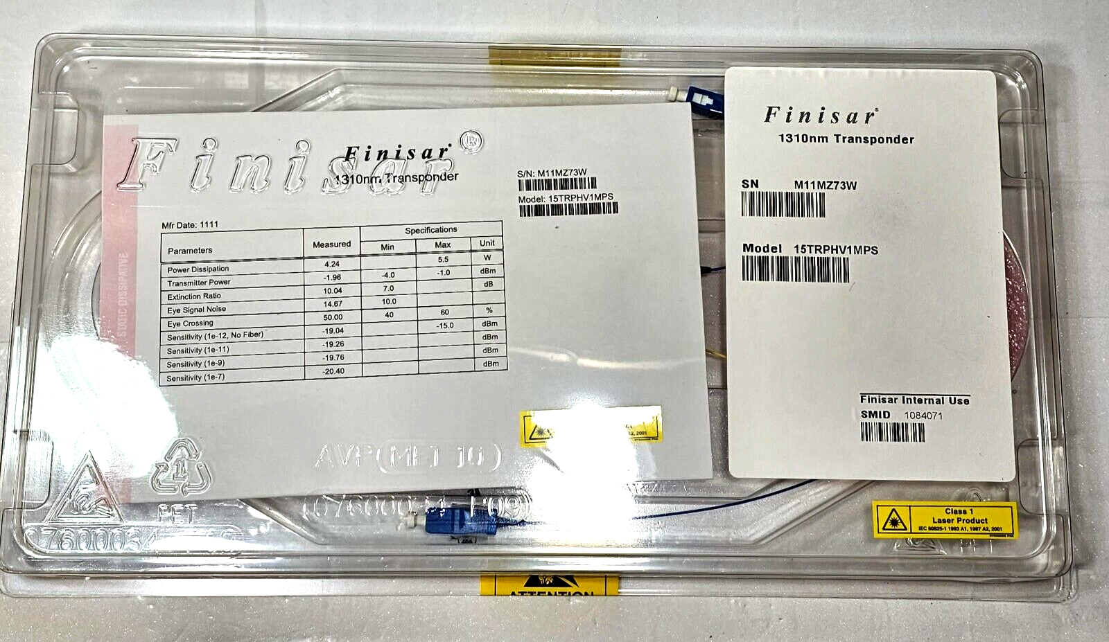 Finisar 1310nm Transponder 15TRPHV1MPS - New, Factory Sealed