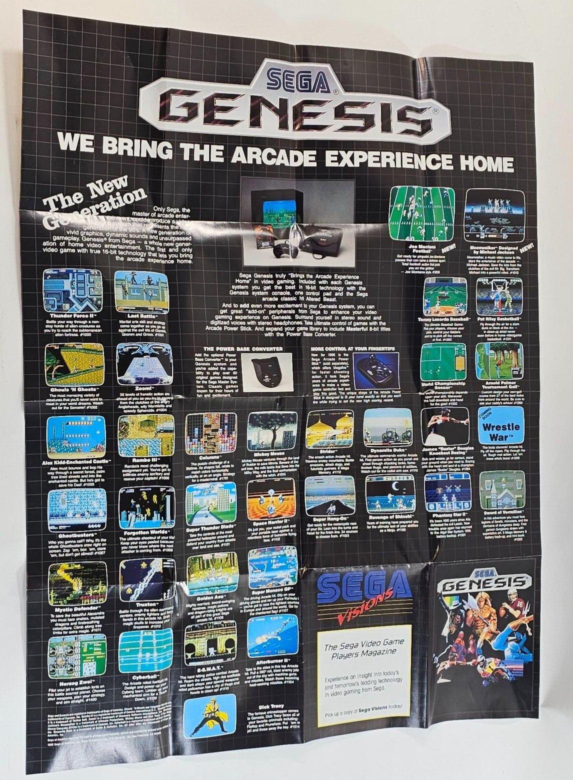 Sega Genesis Original Sega Visions Promo Poster Insert - Video Game Advertising
