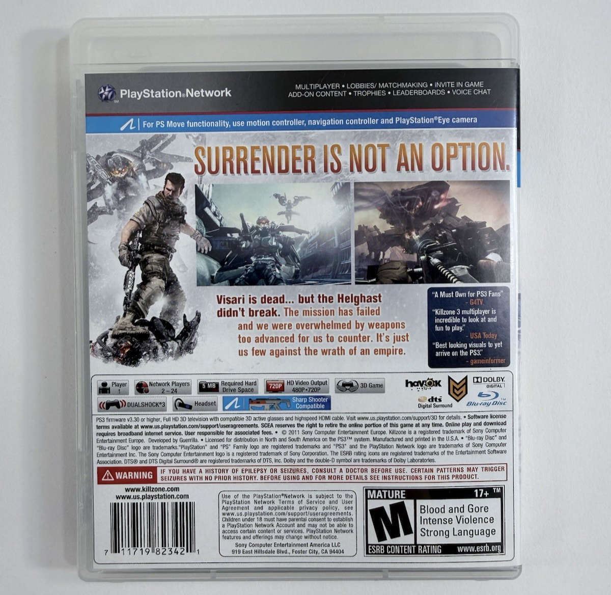 Killzone 3 (PlayStation 3, 2011) Game Case Manual Insert - Tested and Working