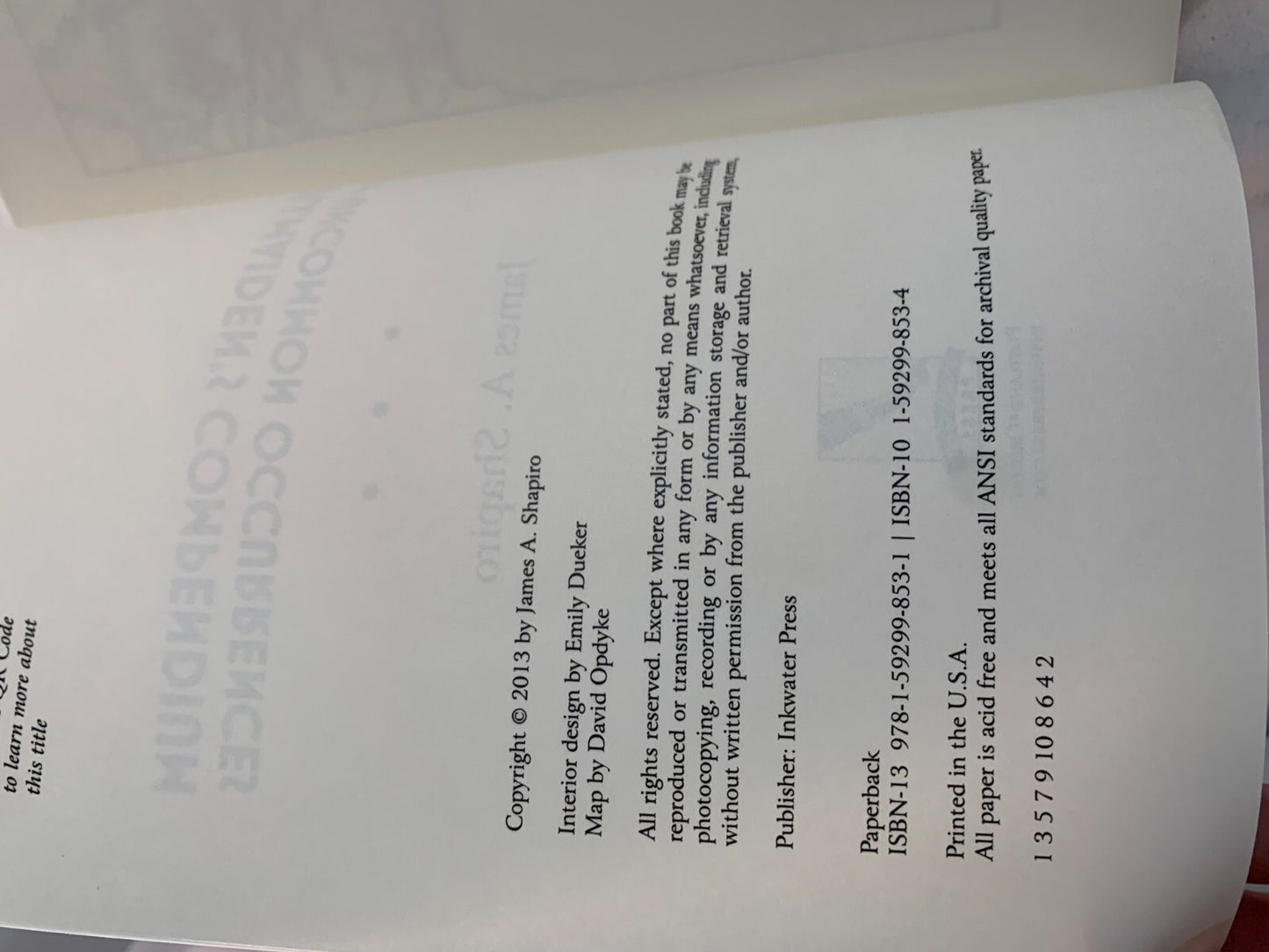 Killmaiden's Compendium of Uncommon Occurrences by James A. Shapiro (2013, Trade