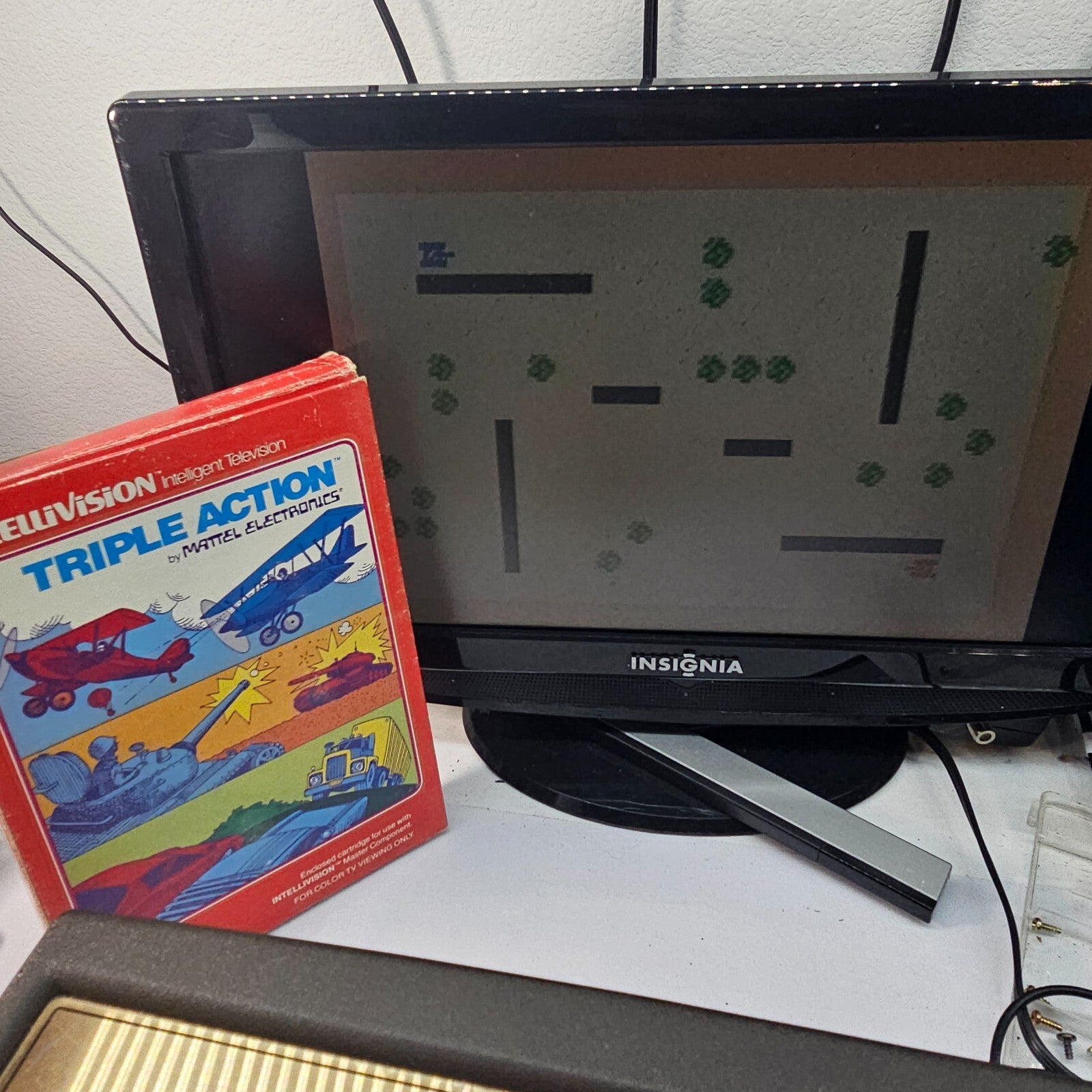 Triple Action (Intellivision, 1981) Game, Case, Manual, Overlays - Tested