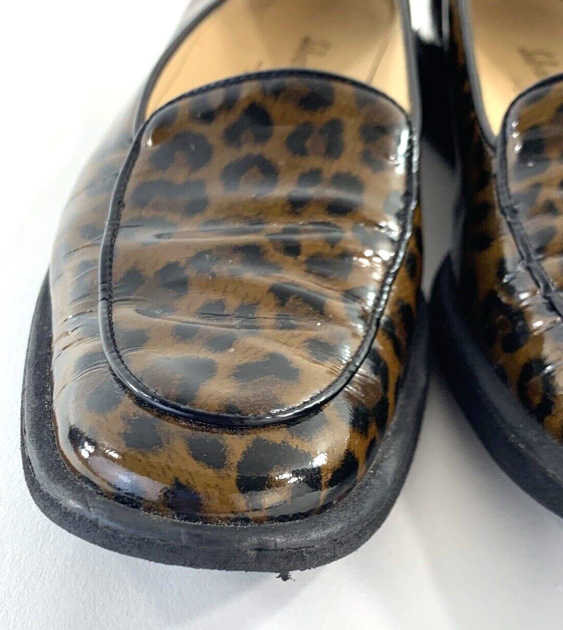 Salvatore Ferragamo Cognac Size 7 AA Leopard Print Brown Patent Leather Flats