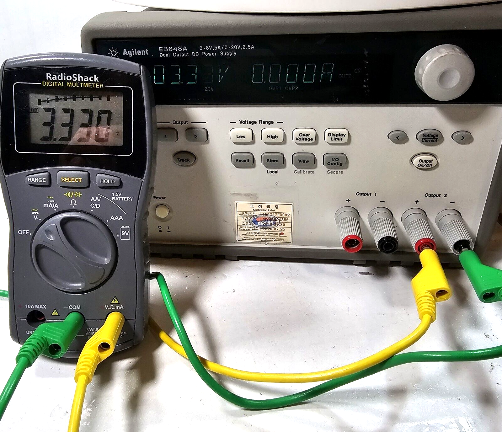 Agilent E3648A Dual Output DC Power Supply 0-8V,5A/0-20V,2.5A - Tested - 4356