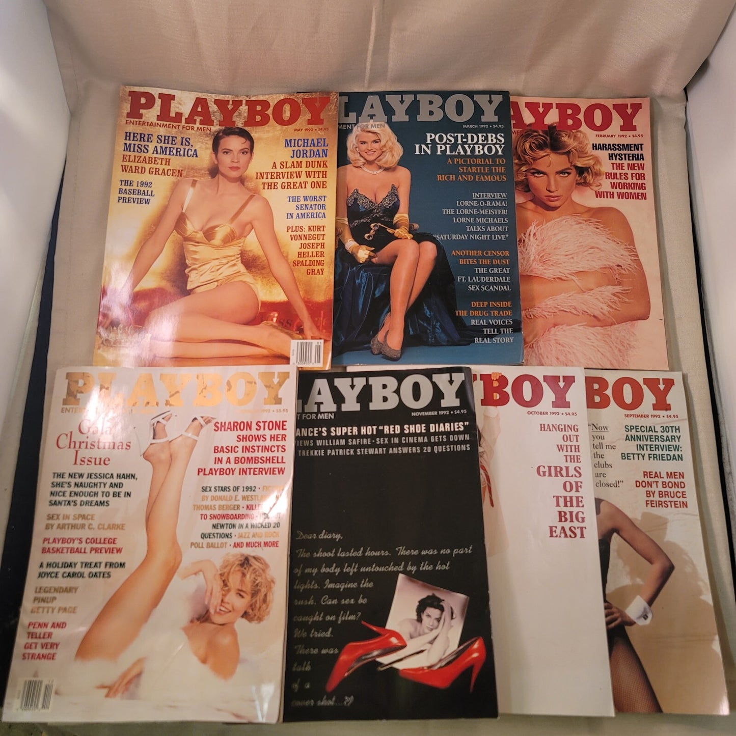 Playboy 1992 Set of 7 magazines - all with Centerfolds