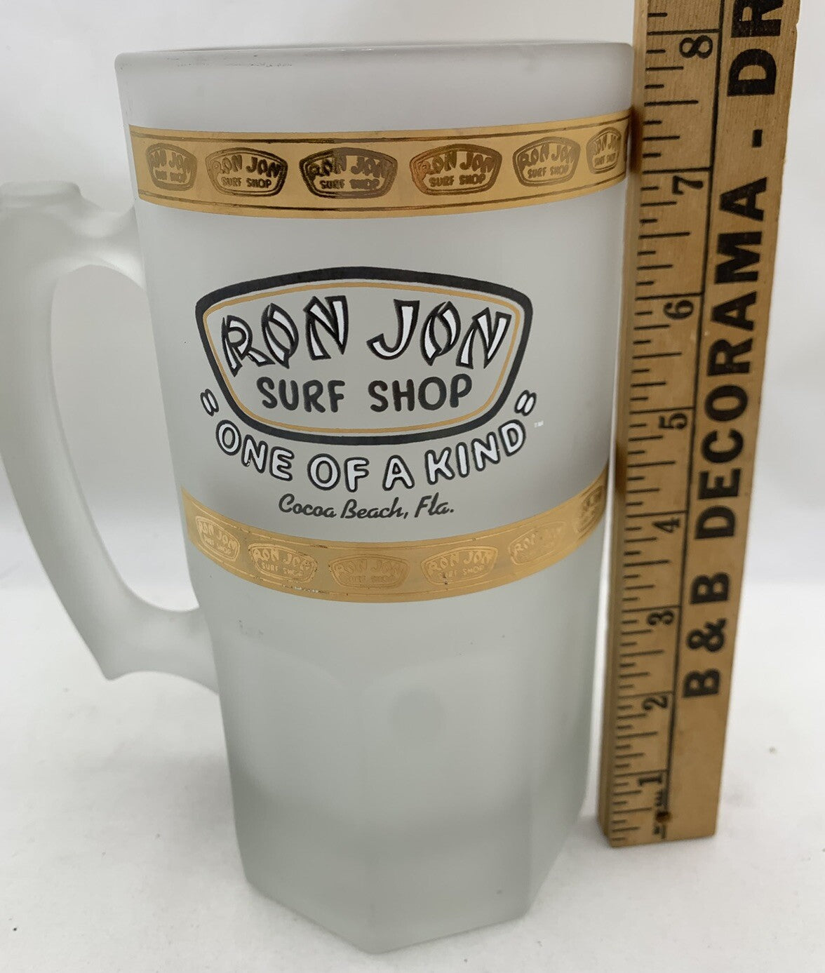 Ron Jon Surf Shop 32 oz Heavy Frosted Beer Glass - "One of a Kind"