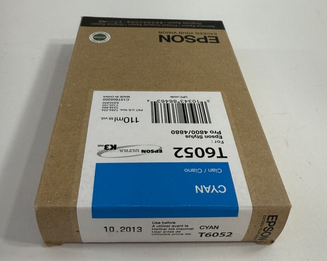 Epson T6052 Cyan Cartridge (for Stylus 4800/4880) New, Sealed (Exp 10/2013)