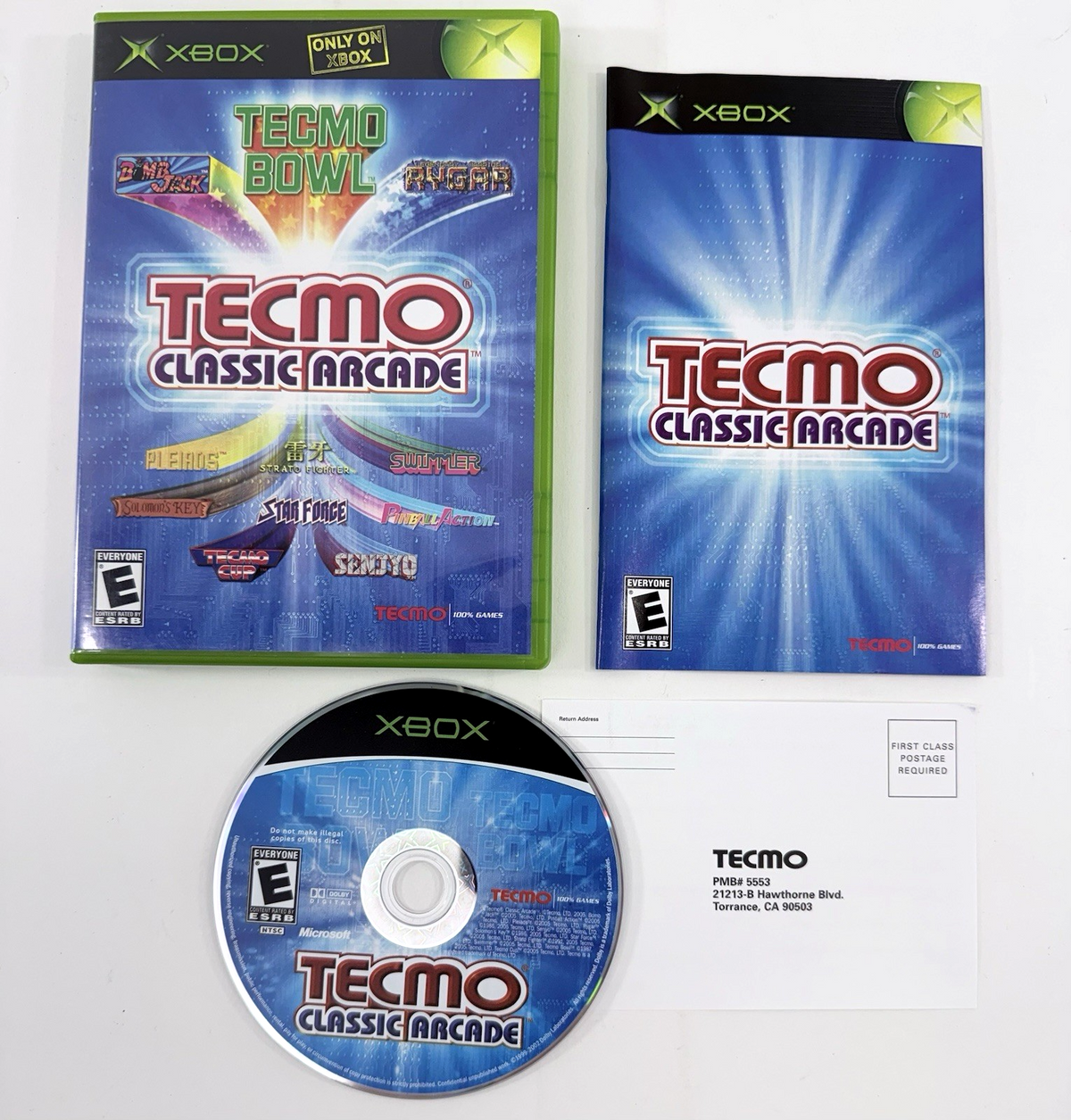 Tecmo Classic Arcade (Xbox, 2005) Game Case Manual Registration - Tested