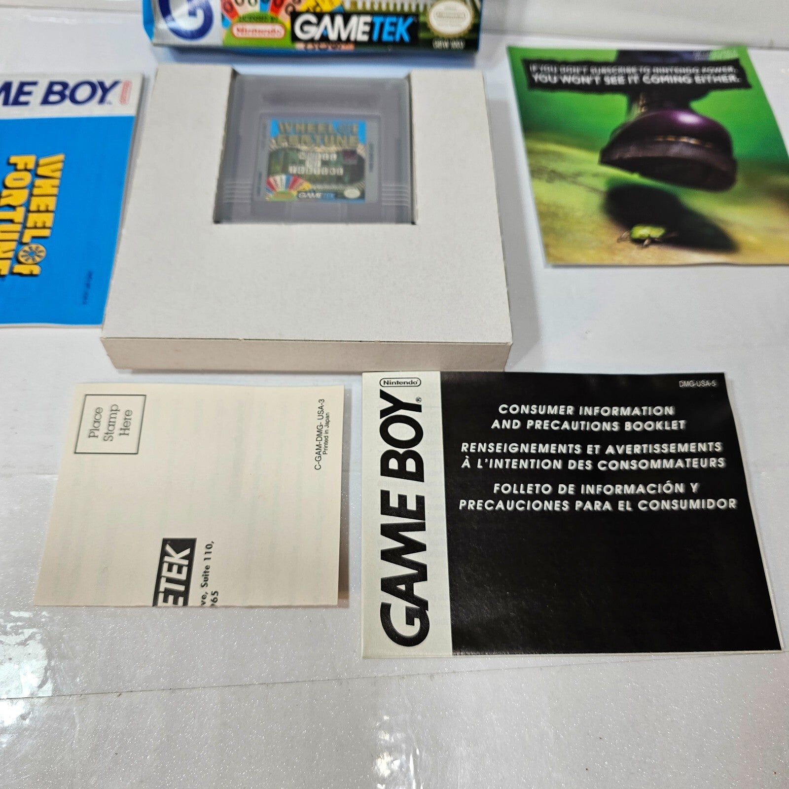 Wheel of Fortune (Nintendo Gameboy, 1990) CIB Game Box Manual Inserts